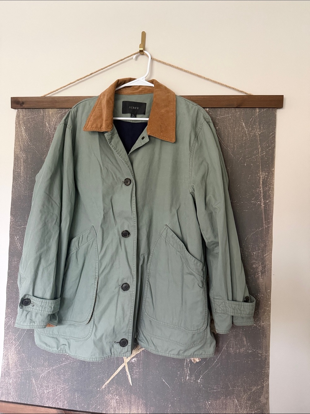 J. Crew corduroy collar barn jacket sage green women’s XL